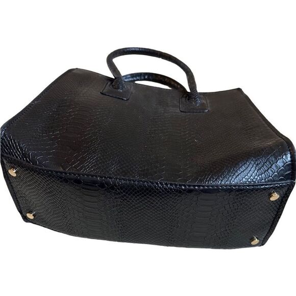 NWOT Neiman Marcus Brand Black Faux Leather Crocodile Pattern Bag - Picture 11 of 15